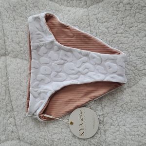 KYA Swim Reversible Bikini Bottoms White Leopard Rib Bellini
